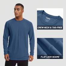 KEFITEVD Men's Long Sleeve Shirts UPF 50+ UV Sun Protection Athletic Shirts For Hiking Running Workout Rash Guard - 藍灰色 - View 3