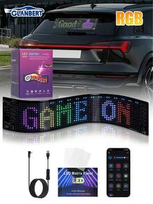 GLANBERT Nuevo panel de luz suave LED con control de voz por IA para automóvil, lámpara de ojo de demonio ultradelgada y dinámica, control por aplicación móvil, luz de decoración personalizada universal para ventana de camión - Multicolor - Ver 2