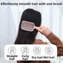 Hair Brush Dry Wet Detangling For Fine, Thick, Curly Hair - Curved And Vented Hair Brush For Women, Men  Faster Blow Drying Styling Professional Paddle Vent Detangler - 黑色 - 查看 5