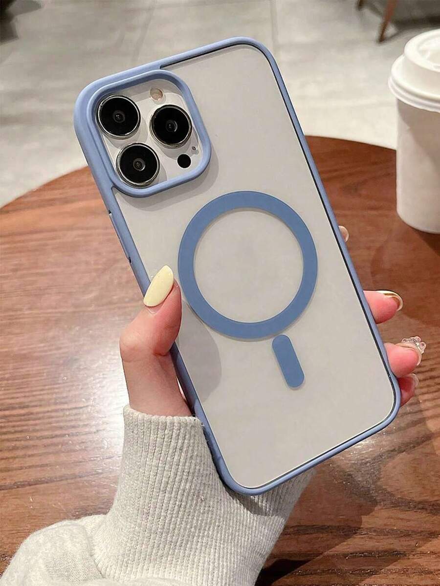 Transparent High-Grade Light Blue Framed Soft Gel Magnetic Charging Protective Case | Compatible, Shock-Proof, Ultra-Thin, Magnetic Wireless Charging Phone Case Compatible With IPhone 17/17 Pro/17 Pro Max, Anti-Slip Phone Case Compatible With IPhone 11/12/13/14/15/16 Series - Far Peak Blue - View 1