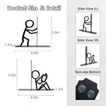 Bookends Decorative Metal Unique Office Desk Bookends Cute Book Ends Reading Decor Bookshelf Decor For Office School Library Bedroom Book Lovers Gift - màu đen - Xem 2