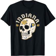 NBAS Indiana Pacers Halloween Floral Skull T-Shirt - 黑色 - 查看 1