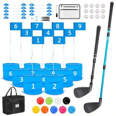 5k-Golf Game With 2 Clubs Right HandedPractice Golf With 9 Buckets Outdoor Golf Gift And Adults Holes Golf Outdoor Game For Lawn Yard Cam Park