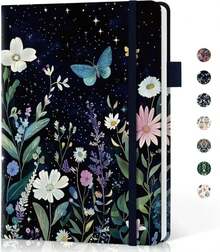 Blank Journal Notebook For Women &Amp; Men, Hardcover Leather Journal For Writing, Sketch Book, A5 Plain Paper Notebook For Drawing &Amp; Sketching, , Perfect For Office School Home Supplies, Patchwork Floral - ColorG - 查看 1