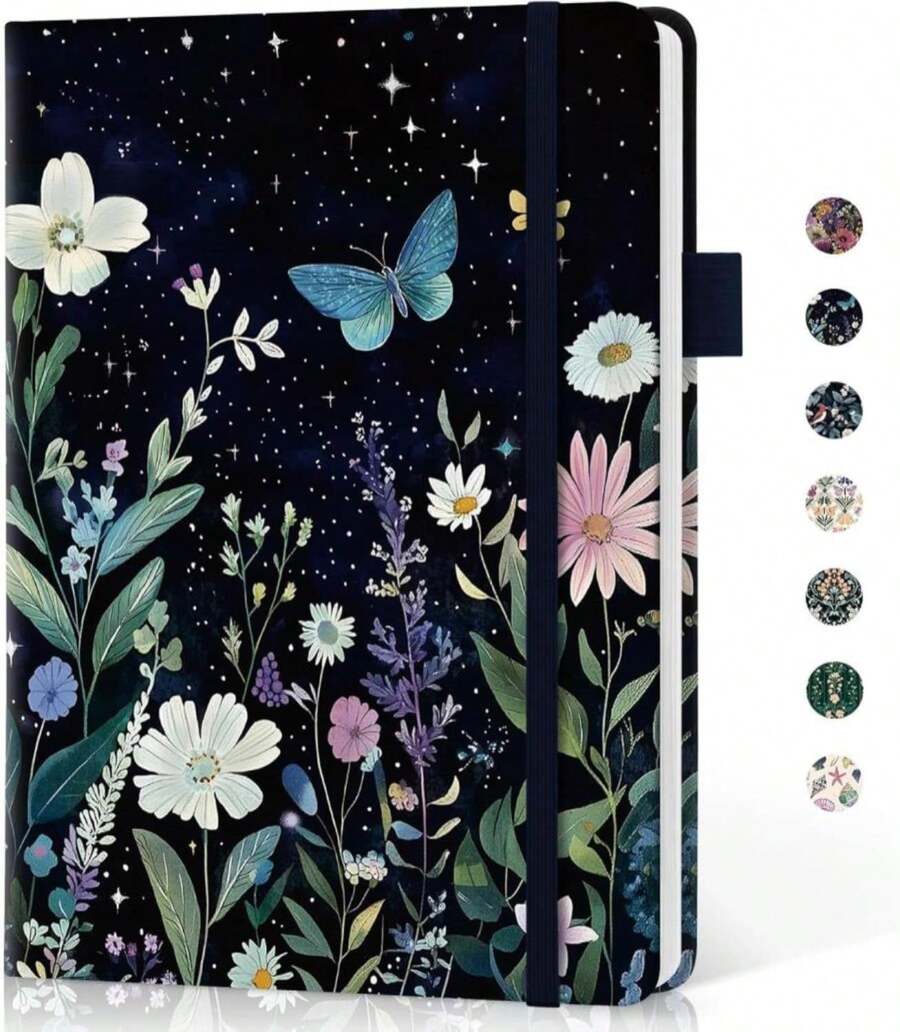 Blank Journal Notebook For Women &Amp; Men, Hardcover Leather Journal For Writing, Sketch Book, A5 Plain Paper Notebook For Drawing &Amp; Sketching, , Perfect For Office School Home Supplies, Patchwork Floral - ColorG - 查看 1