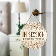 In Session Door Sign - Do Not Disturb Hanging Sign For Therapists, Esthetician Spa Office & Meetings - Natural Wood 9.2x9.2 Inch With "Please Be Mindful" Message - Classic Decorative Design, No Batteries Needed, Massage Relax Room Decoration, Floral Pattern Decor, Crafted With Rope Hanger - Nhiều màu - Xem 2