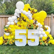 Yellow And White Balloon Set, 20Pcs 10/12 Inch Gold Aluminum Foil Sequin Balloon And Helium Latex Pack For Birthday Wedding Anniversary Baby Shower Party Decorations - Multicolor - View 4