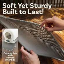 Tapete de arena para gatos de 19.7 x 15.7 pulgadas tapete de atrapamiento de arena pequeña de doble capa impermeable y a prueba de orina antideslizante fácil de limpiar atrapa litros protege - Alfombra gris para gatos - Ver 4