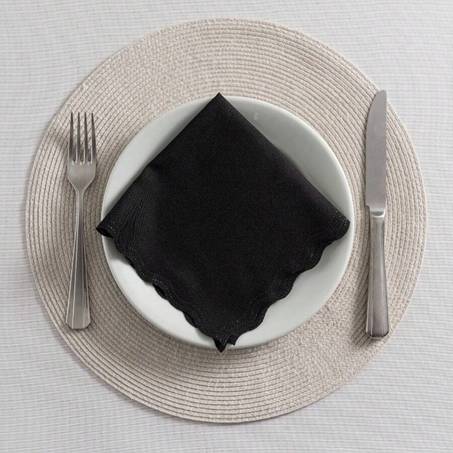 Fabric Napkin Set Of 50 Oxford Laser Finish - 黑色 - 查看 1