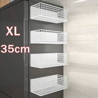 Magnetic Basket Refrigerator Storage Rack, Laundry Room Storage Organizer Rack, Iron Art Storage Rack With Hanging Board Accessories, Suitable For Refrigerators, Microwaves, Washing Machines, Refrigerator Organization, Magnetic Refrigerator Storage, Magnetic Baskets For Refrigerators, Heavy-Duty Magnetic Structure, Home Storage Rack, Shelf Baskets.