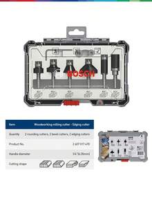 bosch 1/4" Woodworking Straight End Mill Cutter Set Of 6 - Multicolor - View 8