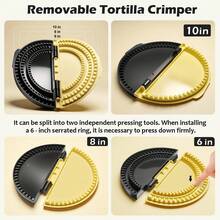 Tortilla Sealer,,Tacos Tortilla Crimper Maker Large,Removable & Adjustable 6"-8''-10" Crust,For Burritos,Pasties,Tortilla,Dumplings,Sandwich,Grey Yellow - Màu vàng - Xem 2