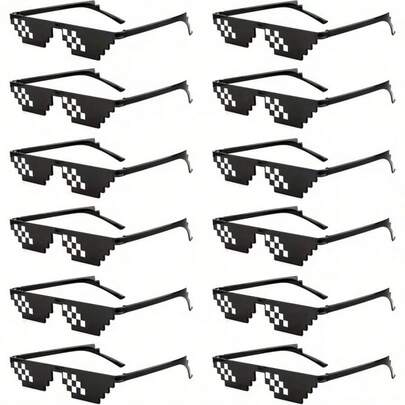 12pcs Pixel Art Glasses, Party Favors - PVC Mosaic Glasses, Suitable For Holidays, Birthday Parties, Photo Props, Quirky Trinkets, Fun Aesthetic Accessories For Parties And Events, Party Glasses, Fashion Glasses, Party Supplies, Comfortable To Wear, Applicable For Bachelor/Bachelorette Parties, 18th Birthdays, Valentine's Day, Wedding Accessories, Bridal Party, Groomsmen, Birthday Decorations, Cosplay, Wedding Gifts, Valentine's Day Gifts, Birthday Gifts