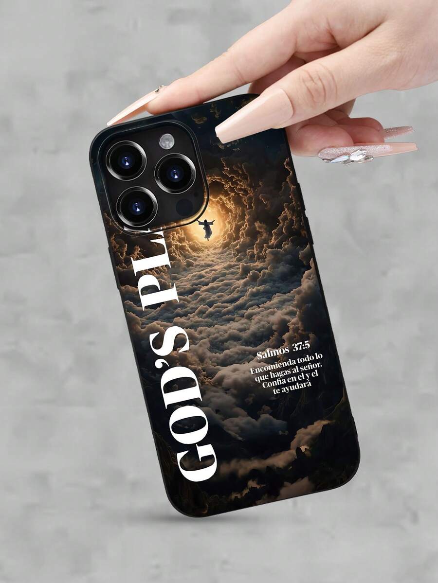 Creative Religious Bible Element Design Pattern Hot Selling High-End Protective Phone Case, FOR16Max /11/12/13/14/15/16/17Plus Pro Max Holiday Gift/Birthday Gift/Valentine's Day Gift, Suitable For Girlfriends, Boyfriends, Women, Men, Husbands, Wives, Friends Or Oneself - 黑色 - 查看 1