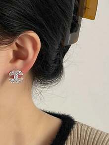 Silver Zirconia Earrings, Elegant & Cute Copper Plated White Gold Earrings Suitable For Daily Wear And Gatherings - 銀色 - 查看 3