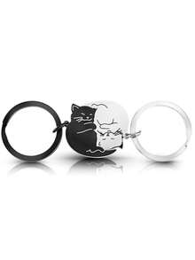 2个/套猫咪钥匙扣，适合作为生日、情人节或圣诞节礼物送给男友、女友、闺蜜、丈夫、妻子或未婚夫/妻 - 彩色 - 查看 6