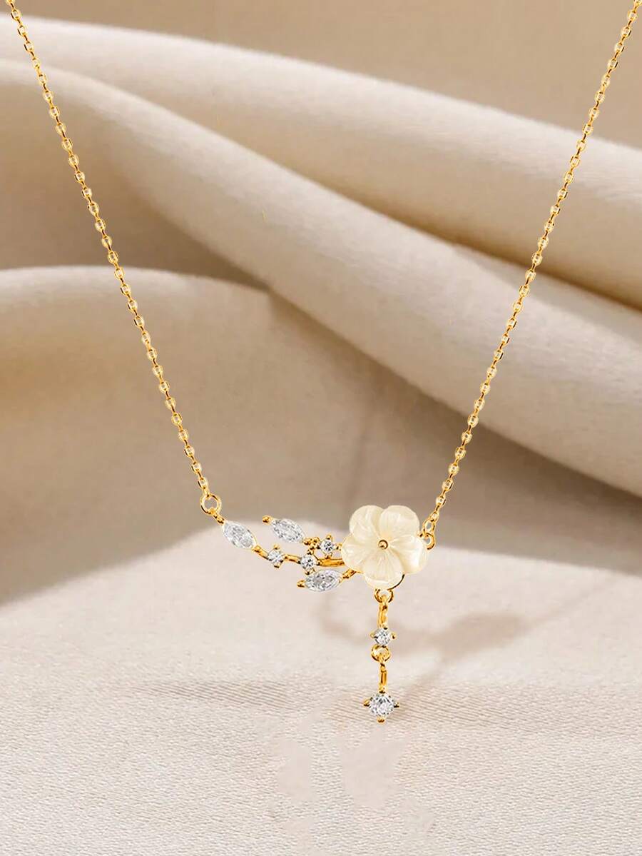 1pc S925 Sterling Silver Romantic Flower Necklace, Women's Minimalist Fashion Niche Design High-End Floral Delicate Clavicle Chain Gift