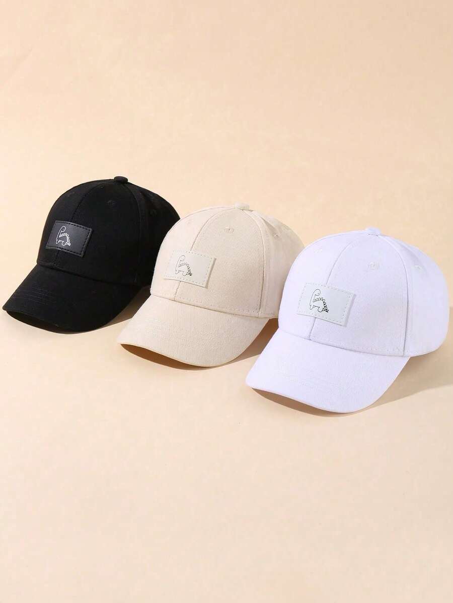 1/3件可愛時尚恐龍刺繡棒球帽，適合幼兒春夏季節日常穿著
