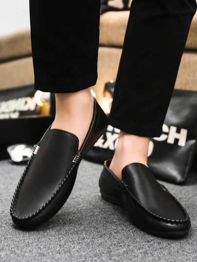 1 par de mocasines para hombres, nuevos mocasines casuales sin cordones de 2025, zapatos planos de vestir con suela blanda y transpirable, zapatos de trabajo antideslizantes y resistentes al desgaste, de unicolor versátil (corre pequeño, se sugiere pedir una talla talla grande grande)