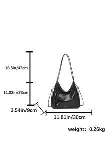 新款时尚大容量手提包，韩版休闲通勤单肩包 - 黑色 - 查看 5