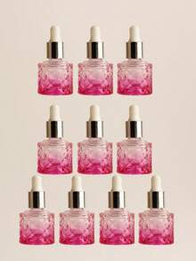 2 piezas/3 piezas/5 piezas/10 piezas/20 piezas Botellas de vidrio con cuentagotas recargables de 10ml para aceites esenciales y perfumes con diseño de piña redonda, mini viales transparentes rosas portátiles para muestras - Multicolor - Ver 18