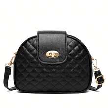 1PCS Quilted Crossbody Bag With Adjustable Strap And Turn Lock Closure, Compact Casual Organizer For Everyday Travel Evening - 黑色 - 查看 7