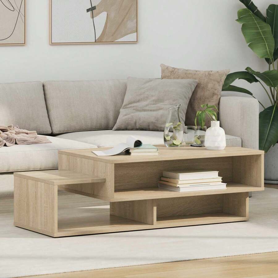 vidaXL Table basse Chêne Sonoma 105 x 50 x 32,5 cm Bois d'ingénierie - Tabac - Voir 1