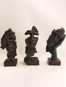 3pcs Golden Abstract Tree Resin Art Decor, Suitable For Home Decoration - "The Faces Of The Silent Ones" - Multicolor - View 12