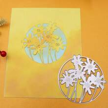 1pc Original Cute Daisy Flower Round Frame Metal Cutting Die, Suitable For DIY Scrapbooking, Photo Album, Greeting Cards, Home Decor, Holiday Blessings Cards, Eid Al-Adha - one-size - View 6