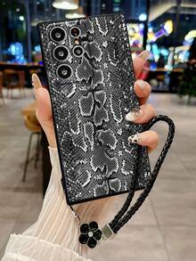 Perforated Straight Edge Black Snake Skin Patterned Colorful Painted Anti-Drop Protective Phone Case Compatible With IPhone 17pro/17Air /17/17promax16/11/16pro/16plus/16promax, Galaxy S25/S25PLUS/S25 Ultra/A16/A36/A26/A56/A50/A12/A32, 11/12Pro/12/12X/13Pro/14Pro/15Pro/, Redmi 10/9/Note9/12c/Note11pro/Note8Pro - Multicolor - View 2