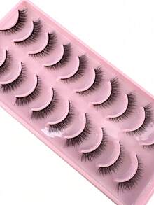 10 pares de pestañas postizas de visón 3D suaves y esponjosas, pestañas postizas dramáticas hechas a mano que dan un aspecto natural, pestañas postizas gruesas y voluminosas - Negro - Ver 8