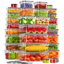 FOWA 30-Piece Food Storage Container Set With Lids,  Plastic Food Storage Boxes Suitable For Kitchen Organization, Leak-Proof, Reusable Meal Prep Containers, Includes Labels And A Pen. - Trong suốt - Xem 7