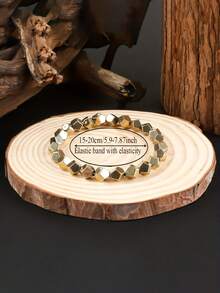 Fabriqué à la main, ce bracelet en pyrite brut présente des perles bohèmes multi-facettes conçues pour attirer la richesse et l'abondance. Il sert de bijou pour le chakra de la force intérieure du plexus, en en faisant un cadeau spirituel vintage adapté aux occasions - Multicolore - Voir 3