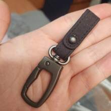 1个金属方形仿毛皮钥匙扣，创意DIY编织钥匙链配件，男士腰挂式汽车钥匙扣 - 彩色 - 查看 2