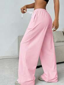 女士时尚运动裤，适合跑步、健身、户外旅行、日常穿着，透气针织面料，直筒裤型，四季皆宜，粉色春季款 - 粉色 - 查看 6