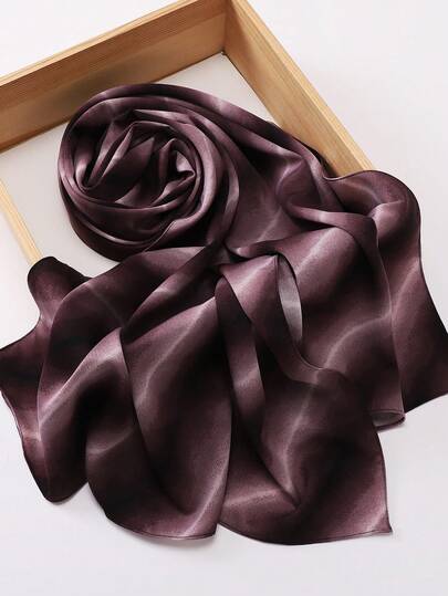 1pc VizCrown Brand Scarf Of Dreammy Collection, High-Quality Satin Printed Gradient Aurora Dye Plant Scarf, Fashionable Muslim Hijab Scarf Shawl For Daily Wear