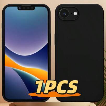 1 pieza Funda de teléfono de color negro sólido con diseño minimalista, adecuada para iPhone 17/14/12/11/13/15/16 Pro Max/16/15/14 Plus y otros modelos de teléfono, resistente al agua, a los golpes y a los arañazos, funda protectora para teléfono