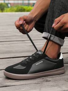 男女通用休闲系带平底运动鞋，多功能运动鞋，适合学生和室内健身训练 - 黑色 - 查看 6