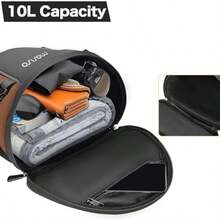 MOSISO Motocicleta Cola Bolsa Multifuncional Impermeable Polister Almacenamiento Bolso de Silln,10L Deportes al Aire Libre Moto Asiento Trasero Luz Tanque Bolsa con Correa de Hombro, Marrn - Marrón - Ver 3