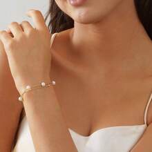 14K Gold Plated Pearl Bracelets Women, Dainty Bracelets Stack  Pearls Beaded Link Chain Charm Bracelets Set Layered Non Tarnish Tiny Cute Jewelry Women - 樣式-1 - 查看 5