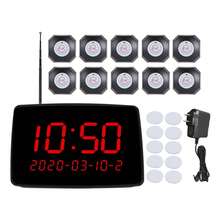 Wireless Search System With Time Display, Restaurant Search, Table Bell, 10 Buttons And 1 Receiver - Black - View 1
