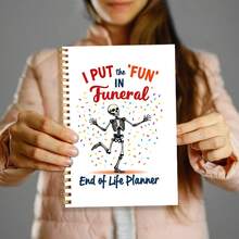 DANPERJI 1pc "I Make Funerals Fun" Skull Running Spiral Notebook - End Of Life Planning Book, Suitable For Funeral Arrangements, Estate Planning And Memorial Gifts - Prominent Font, Quality Binding, Unique Grief Support, Grief Support Manual, Grief Resources, Fun Design, Durable Cover