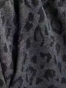 春夏新款豹纹撞色宽松休闲阔腿裤，美式高腰直筒侧条纹运动裤，慵懒风舞蹈运动裤度假装 - 灰豹紋 - 查看 6