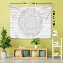 1 Peça Tapeçaria Mandala Cinza e Branca, Tema de Estilo Hippie Abstrato de Bruxaria, Adequada para Decoração de Sala de Estar, Quarto, Escritório, Acompanha Kit de Instalação, Decoração Doméstica, Decoração de Quarto, Presente de Decoração de Parede, Presente de Aniversário e Formatura - cinza branco - Visão 6
