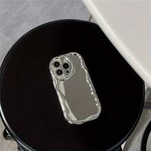 A 3D Personalized Water Wave Pattern Phone Case Suitable For IPhon16 15 14 Plus 16 15 14 13 Pro /Pro Max Glossy Bubble Case With A Wavy Edge Design, Featuring A Minimalist Style Unique Shape - 銀色 - 查看 3