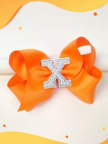 1pc 5 Inch 26 Letters A-Z Pearl Letters Personalized Back To School Ponytail Girl Hair Bow Teenagers Girl Hair Bows With Clips For Festivals Party School Girls Graduation Season Hairgrips For First Day Of School Classroom Girls Students,Teenagers Hair Accessories - 橘色 - 查看 12