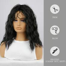 1pc Men's Wig Long Curly Hair, Rock Heavy Metal Style, Party Halloween Anime Dress Up Wig, Fiber Hair, Non-Human Hair , Ideal Choice For Gifts - Black - View 5