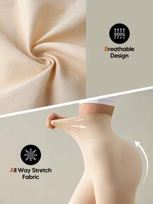 Women's High Waisted Capri Leggings Tummy Control Pants Thigh Slimmer Butt Lift Body Shaper Bottoms For Underwear - 杏色 - 查看 5