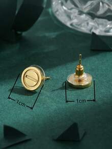 1 Pair High-Quality European & American Cubic Zirconia 18K Gold Plated Screw Stud Earrings, Luxury Gift For Women, Everyday Wear - Yellow Gold - View 3