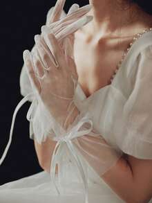 Lace Wedding Gloves - Essential For Brides & Bridesmaids, Long Formal Gloves For Tea Parties & Galas, Hand Wash Only, Bridal Accessory, Elegant Design, Suitable For Special Occasions, Ideal For Events & Parties